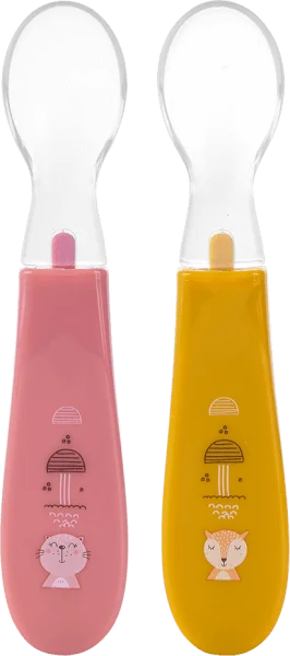 Bộ muỗng Silicone ConCung Good tập ăn cho bé (hồng và vàng)
