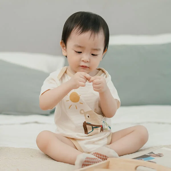 Set 2 bodysuit tam giác Ht thú cưng Animo M522001 -16 (0-12M,Nâu nhạt)