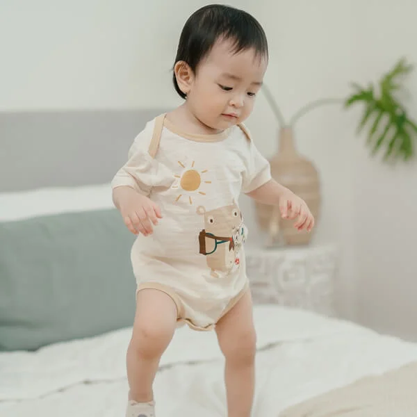 Set 2 bodysuit tam giác Ht thú cưng Animo M522001 -16 (0-12M,Nâu nhạt)