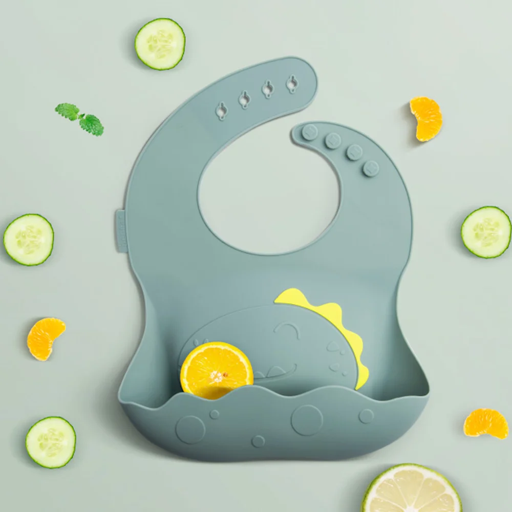 Yếm ăn dặm silicone Bebear (Xanh, BWF108)