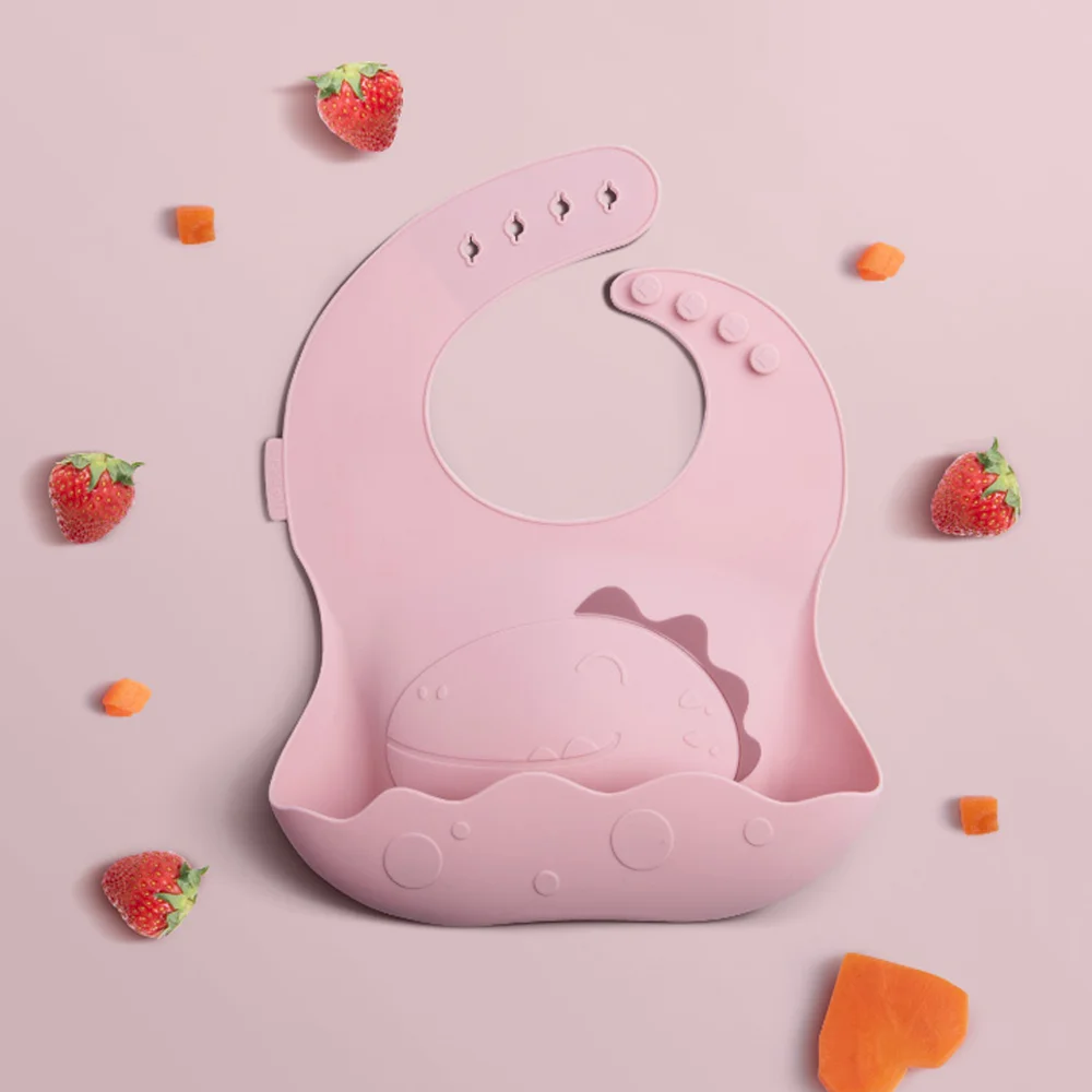 Yếm ăn dặm silicone Bebear (Hồng, BWF108)