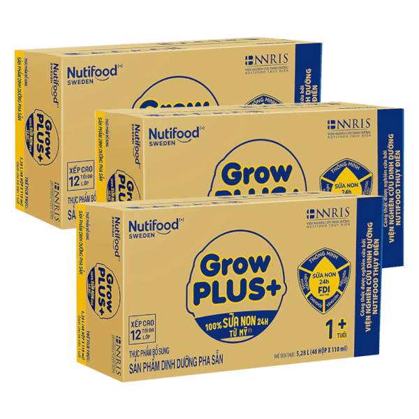 Combo 3 thùng Sữa Nutifood GrowPLUS+ Sữa Non 110ml (lốc 4 hộp)