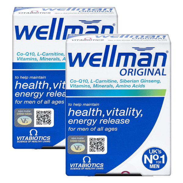 Combo 2 Viên uống bổ sung sức khỏe nam giới Wellman Vitabiotics (Hộp 30 viên)