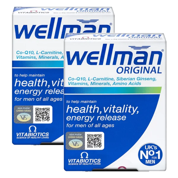 Combo 2 Viên uống bổ sung sức khỏe nam giới Wellman Vitabiotics (Hộp 30 viên)