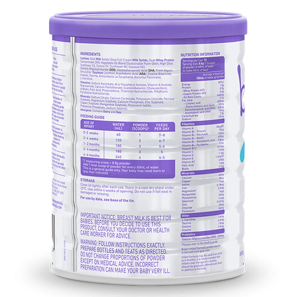 Sữa dê Bubs Goat số 1 800g (0-6 tháng)