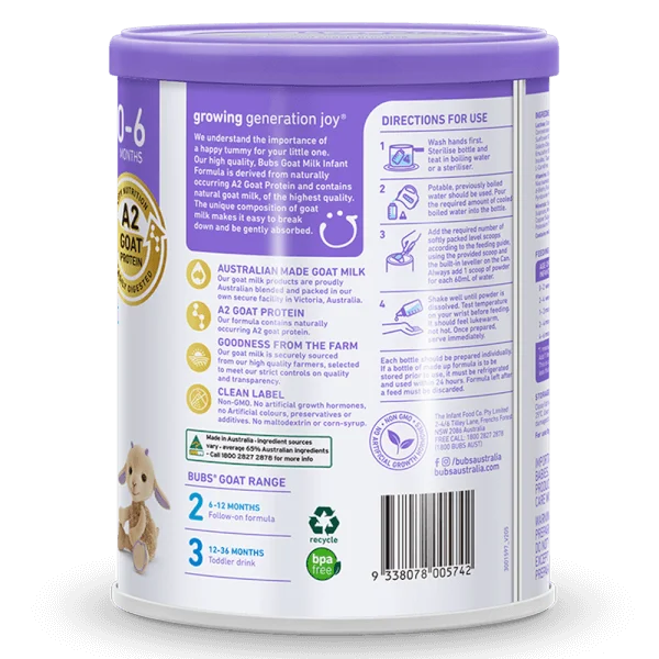 Sữa dê Bubs Goat số 1 400g (0-6 tháng)