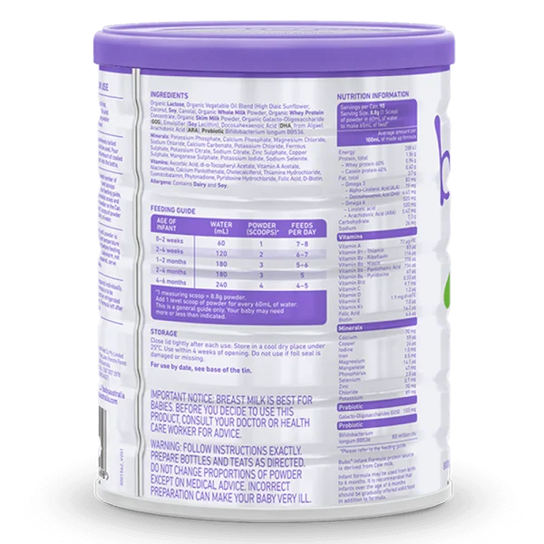 Sữa Bubs Organic Bovine số 1 800g (0-6 tháng)