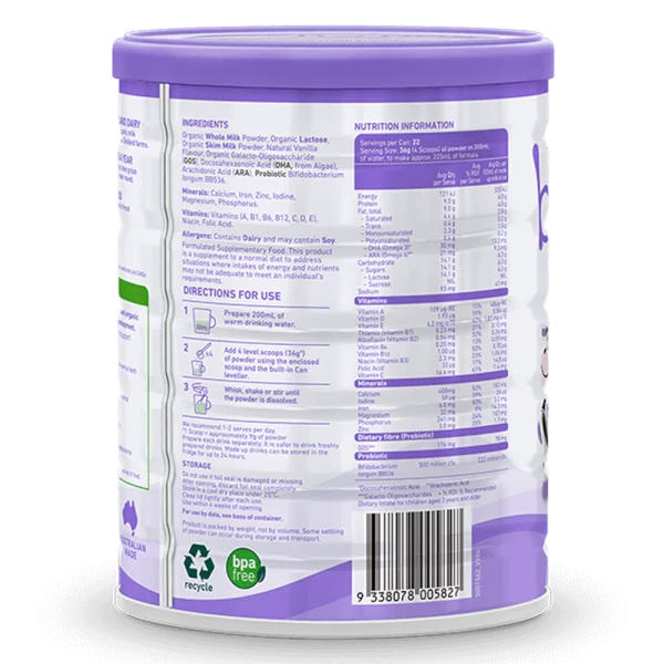 Combo 3 Sữa Bubs Organic Bovine số 4 Junior 800g (3-12 tuổi)