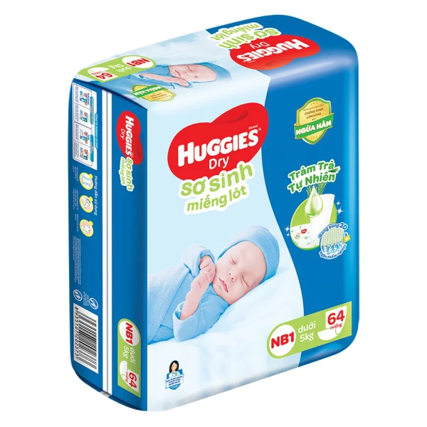 Combo 2 Miếng lót Huggies (Newborn 1, dưới 5kg, 64 miếng)
