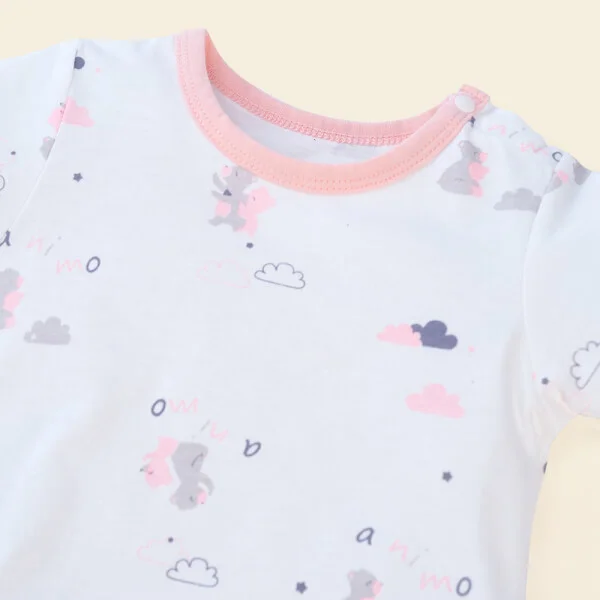 Set 2 body đùi bé gấu Animo NB522015 (0-12M, Hồng Trắng)