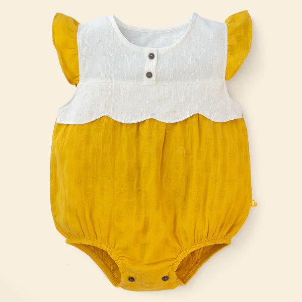 Bodysuit bé gái tam giác Animo TX822001 (0-12M,Vàng)