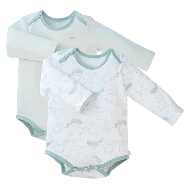 Set Bodysuit tam giác DT Animo KV1122058 (0-12M, Xanh lá_trắng họa tiết)