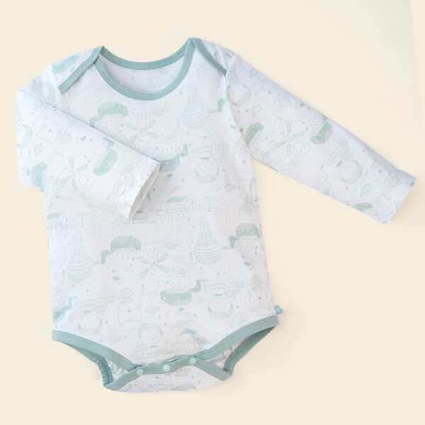 Set Bodysuit tam giác DT Animo KV1122058 (0-12M, Xanh lá_trắng họa tiết)