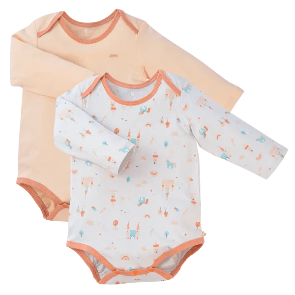Set Bodysuit tam giác DT Animo KV1122060 (0-12M, Cam_Xám họa tiết)
