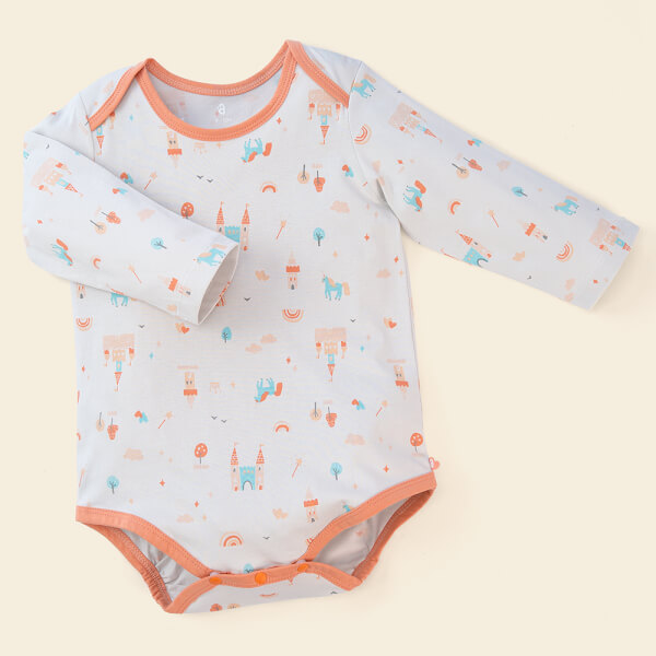 Set Bodysuit tam giác DT Animo KV1122060 (0-12M, Cam_Xám họa tiết)