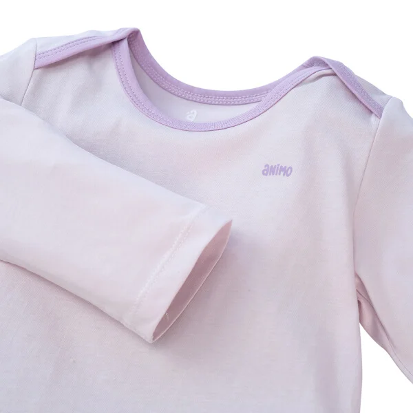 Set Bodysuit tam giác DT Animo KV1122061 (0-12M, Tím_trắng họa tiết)