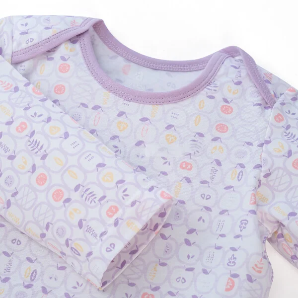 Set Bodysuit tam giác DT Animo KV1122061 (0-12M, Tím_trắng họa tiết)