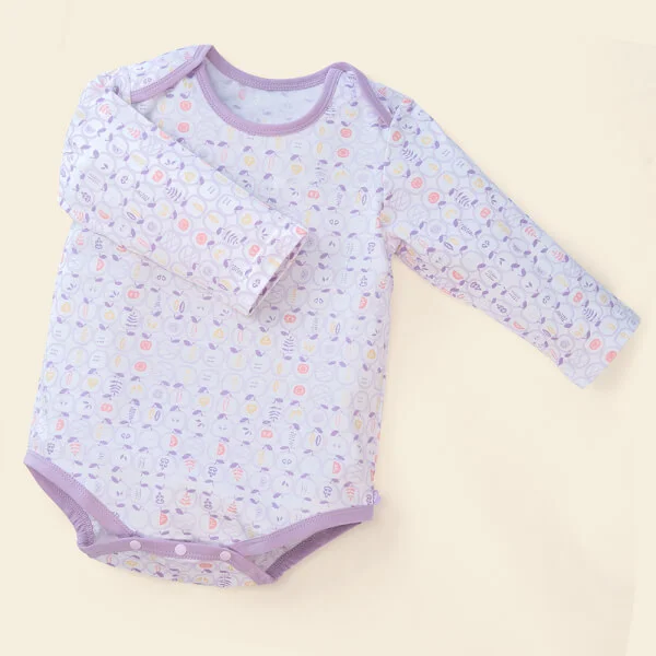 Set Bodysuit tam giác DT Animo KV1122061 (0-12M, Tím_trắng họa tiết)