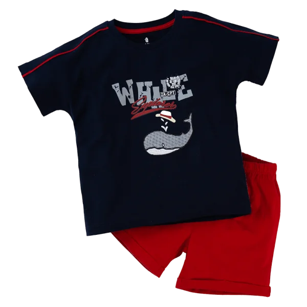 Bộ bé trai ngắn Bst Biển sâu dậy sóng Animo HN1022083 (6M-6Y, Xanh navy)