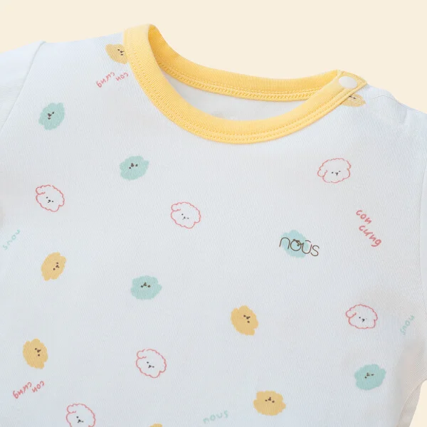 Bộ tính năng ngắn Nous_Animo NA1022005 (0-24M,Trắng ht Cún vàng)
