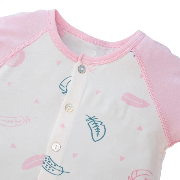 Bộ sơ sinh tính năng ngắn, vải modal BST Thiên Nga Animo BMC822070 (0-12M,Hồng)