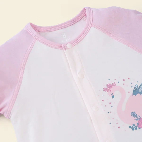 Bodysuit tính năng đùi, vải modal BST Thiên Nga Animo BMC822082 (0-12M,Hồng)