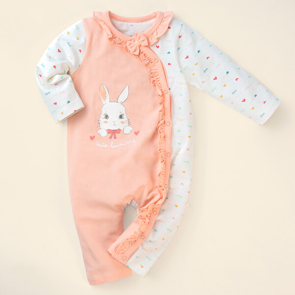 Bodysuit bé gái dài Bst Giấc mơ của thỏ Animo KK822033_532 (0-12M,Hồng cam)