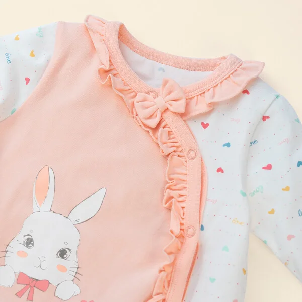 Bodysuit bé gái dài Bst Giấc mơ của thỏ Animo KK822033_532 (0-12M,Hồng cam)