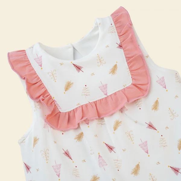 Bodysuit bé gái tam giác Bst Lung linh cùng mèo Animo KK822035_535 (0-12M,Trắng họa tiết)