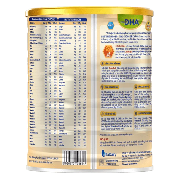 Sữa Colos DHA+ 0+ 800g (0-12 tháng tuổi)