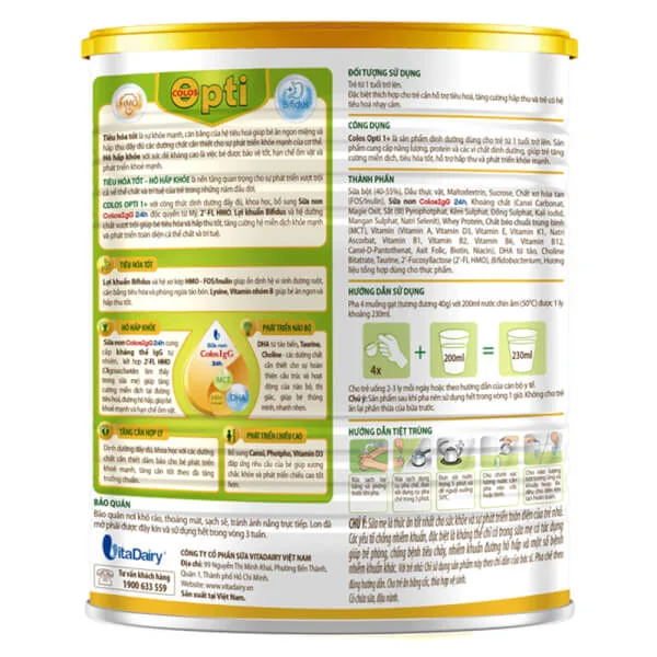 Sữa Colos Opti 0+ 800g (0-12 tháng tuổi)