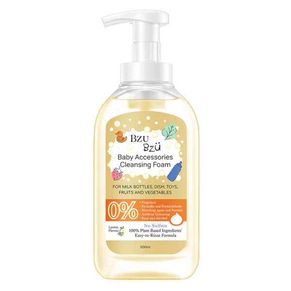 Bọt vệ sinh dụng cụ cho bé Bzu Bzu 500ml - hương chanh