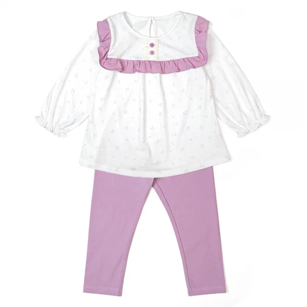 Bộ bé gái dài Animo TQ1122071 (6M-5Y,Trắng phối tím)