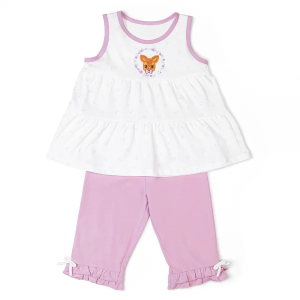 Bộ bé gái dài Animo TQ1122073 (6M-5Y,Trắng phối tím)