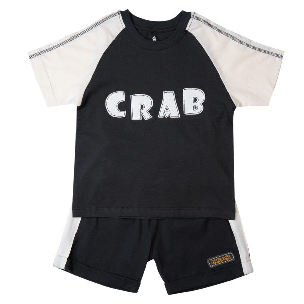 Bộ bé trai ngắn Bst Cua sốt trứng muối Animo HN1022090 (6M-6Y,Xám đậm)