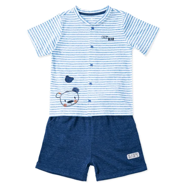 Bộ bé trai ngắn Bst Gấu mụp Animo VĐ1122091 (6M-6Y,Xanh)