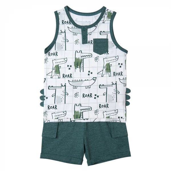 Bộ bé trai ngắn Bst Cá sấu lùn Animo VĐ1122082 (6M-6Y,Xanh)