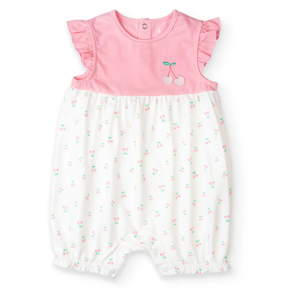 Bodysuit bé gái đùi, Bst Bé Anh Đào Animo KK922049 (0-12M,Trắng họa tiết_hồng)