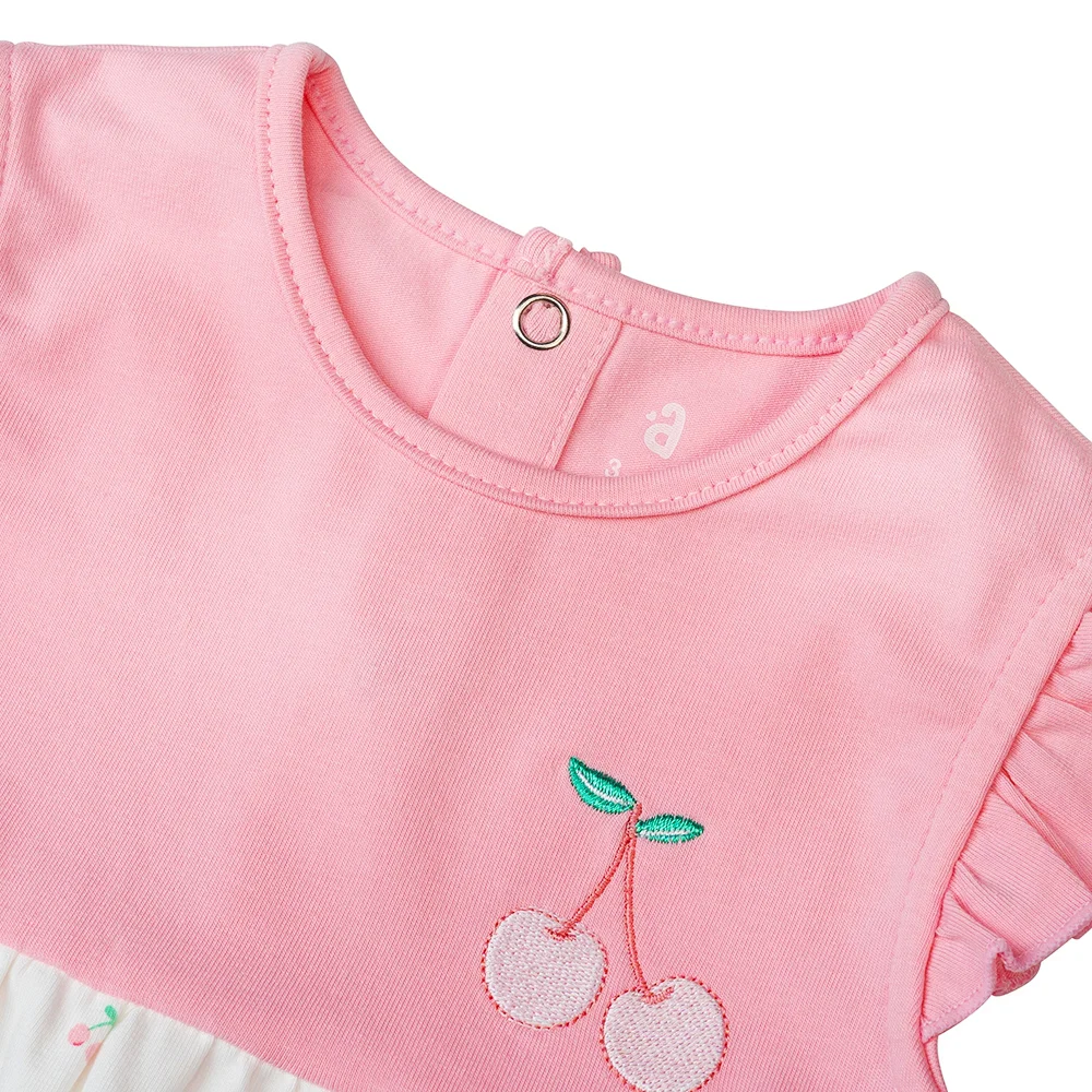 Bodysuit bé gái đùi, Bst Bé Anh Đào Animo KK922049 (0-12M,Trắng họa tiết_hồng)