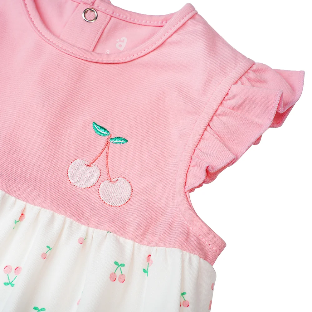 Bodysuit bé gái đùi, Bst Bé Anh Đào Animo KK922049 (0-12M,Trắng họa tiết_hồng)