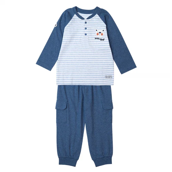 Bộ bé trai dài, bst Gấu mụp Animo HS1122065 (6M-5Y,Blue)