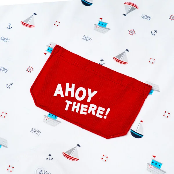 Bodysuit bé trai đùi, Bst Bé ra khơi Animo KK922037 (0-12M,Trắng họa tiết)