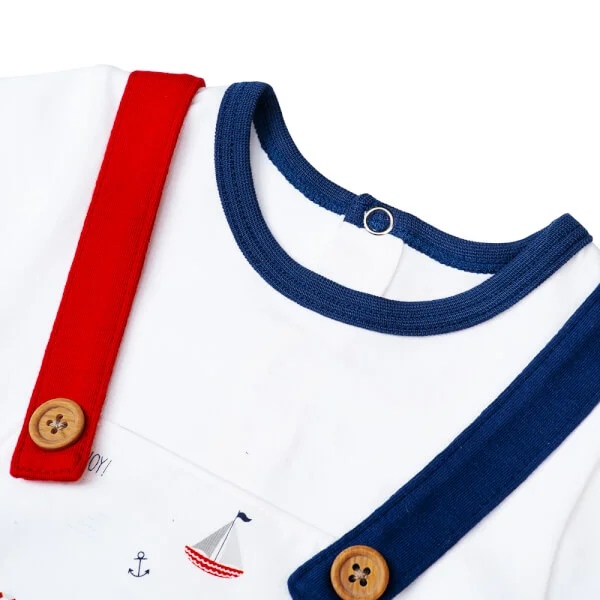 Bodysuit bé trai đùi, Bst Bé ra khơi Animo KK922037 (0-12M,Trắng họa tiết)