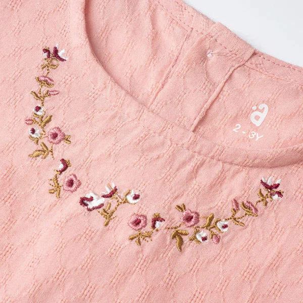 Đầm vải bé gái thêu hoa Animo TX1122075 (6M-6Y,Hồng)