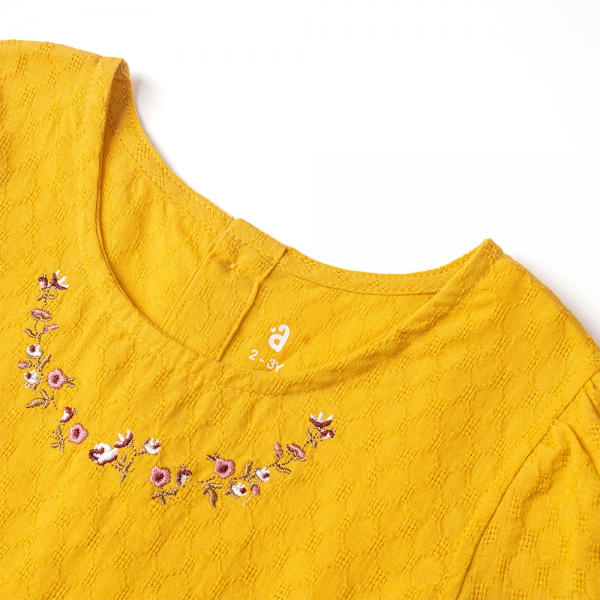 Đầm vải bé gái thêu hoa Animo TX1122076 (6M-6Y,Vàng)