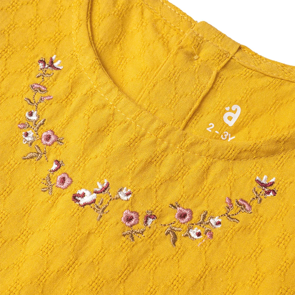 Đầm vải bé gái thêu hoa Animo TX1122076 (6M-6Y,Vàng)
