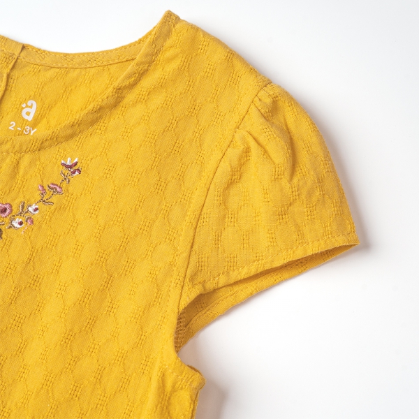 Đầm vải bé gái thêu hoa Animo TX1122076 (6M-6Y,Vàng)