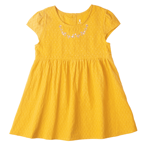Đầm vải bé gái thêu hoa Animo TX1122076 (6M-6Y,Vàng)