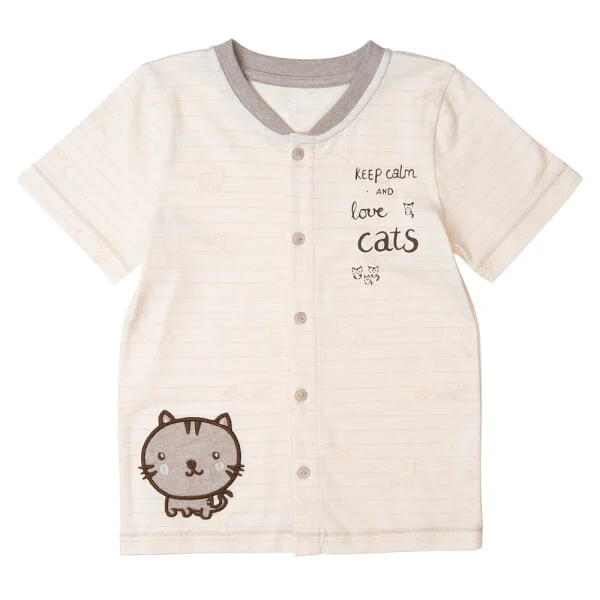 Bộ bé trai ngắn, bst Mèo mũm mĩm Animo HS1122067 (6M-5Y, Dark Beige)