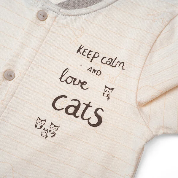 Bộ bé trai ngắn, bst Mèo mũm mĩm Animo HS1122067 (6M-5Y, Dark Beige)